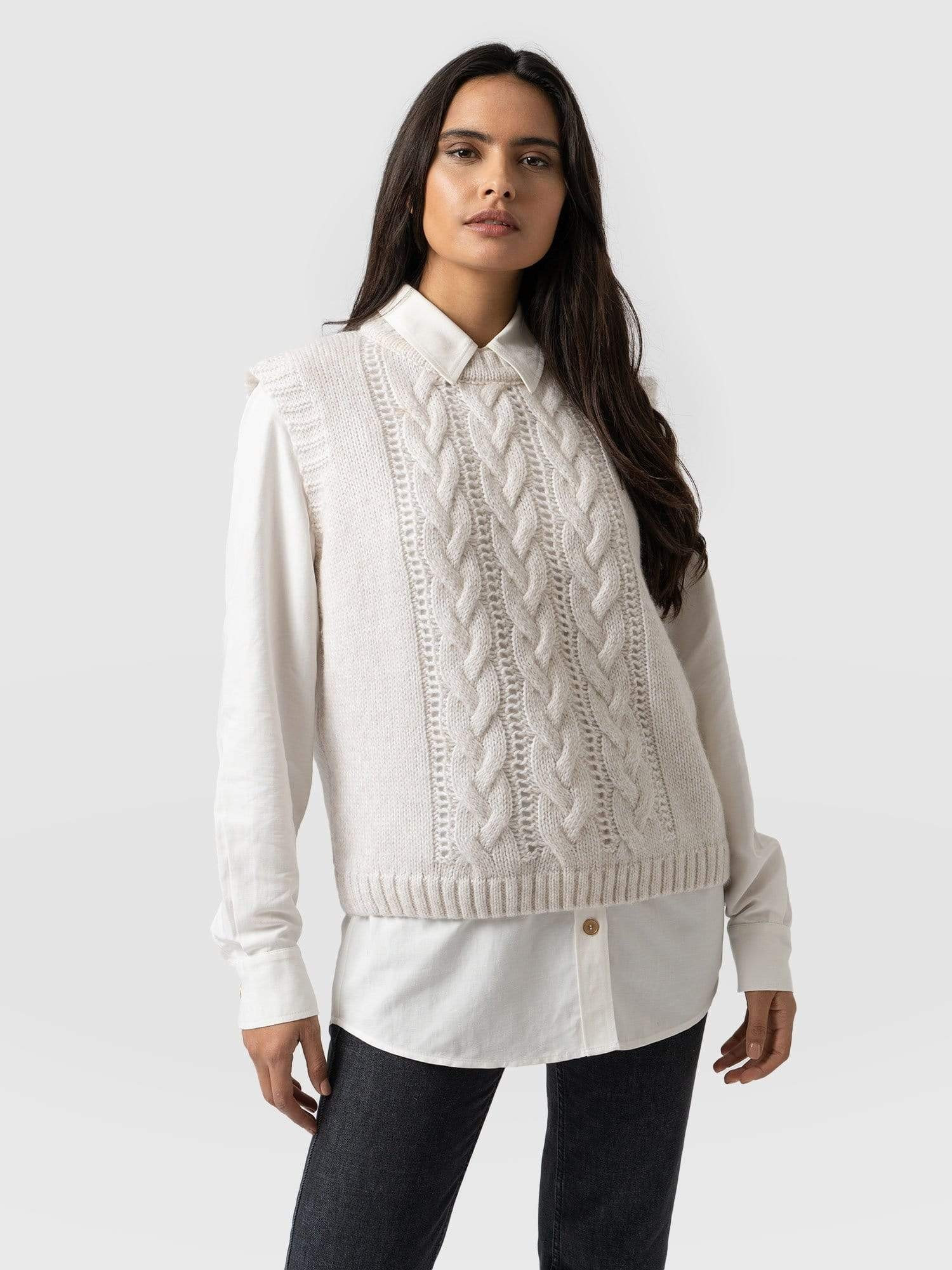 Annie Sleeveless Jumper - Oatmeal | Saint + Sofia (Global)