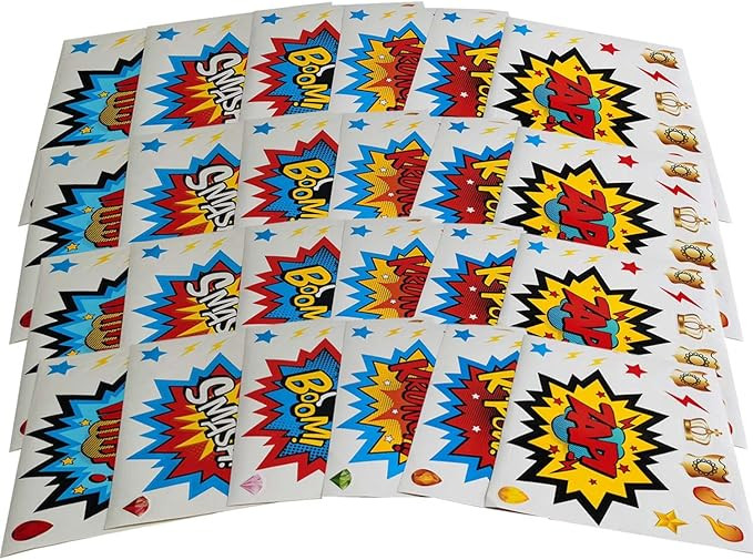 ADJOY Large Superhero Party Stickers - Super Hero Sign Cutout Stickers - Superhero Party Supplies | Amazon (US)