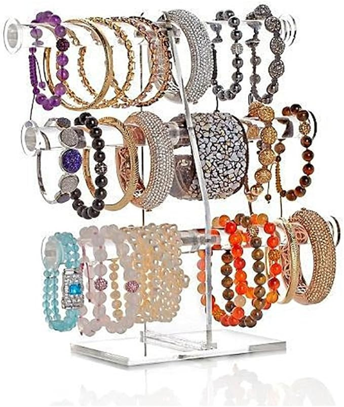 3 Tier Acrylic Bracelet/Necklace/Bangle T-Bar Tree Stand | Amazon (US)