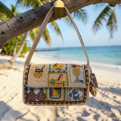 Viral Tropical Drink Beaded Shoulder Bag w/pineapple drink bag charm | eBay | eBay US