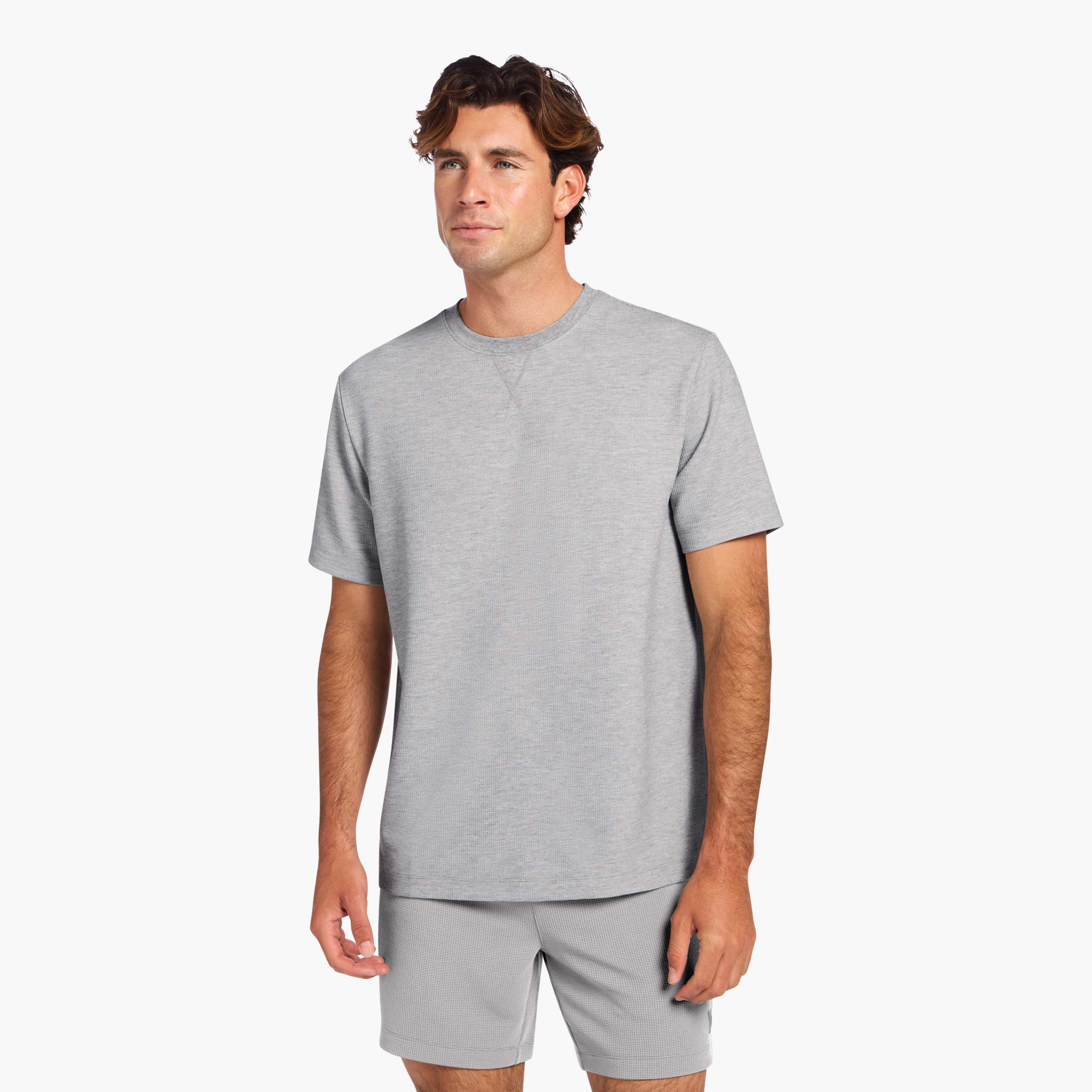 Men's Performance Waffle T-Shirt | Heather Grey | Nuuds US