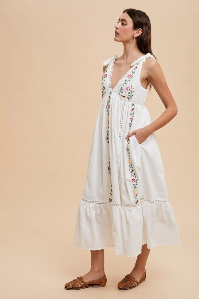 Ivory Embroidered Cotton Summer Maxi Dress | PinkBlush Maternity