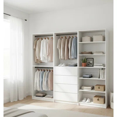 Prosper White Freestanding Walk In Wood Closet System | Wayfair North America