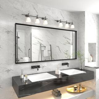 Apmir 60 in. W x 28 in. H Rectangular Aluminum Alloy Framed and Tempered Glass Wall Bathroom Vani... | The Home Depot
