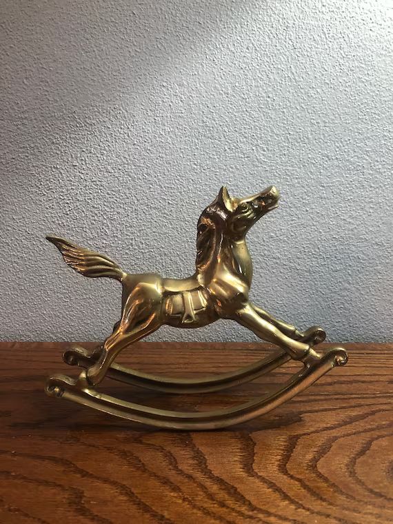 Vintage Brass Rocking Horse Figurine, Gold Horse - Taiwan | Etsy (US)