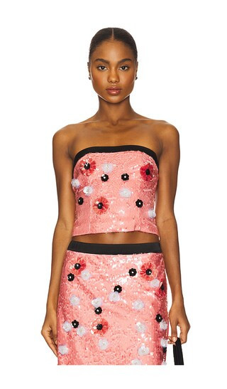 GUIZIO Chantal Sequin Tube Top in Pink. - size XS | Revolve Clothing (Global)