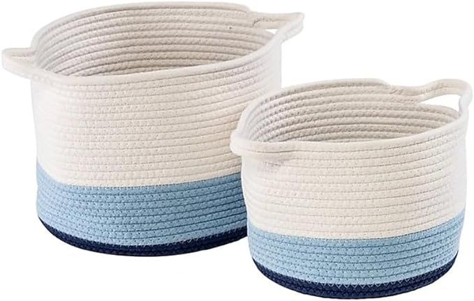 Honey-Can-Do Nesting Cotton Rope Storage Basket Set, Blue Ombré STO-09318 White | Amazon (US)