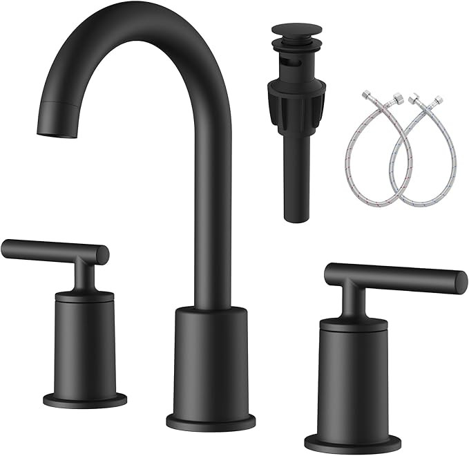 VXV Bathroom Faucets Matte Black, 2 Handle Widespread Bathroom Sink Faucet, Bathroom Faucet for S... | Amazon (US)