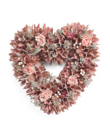 14.5in Wood Chip Heart Wreath | TJ Maxx