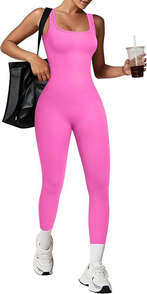 TrainingGirl One Piece Jumpsuits for Women Summer Workout Yoga Gym Rompers - Casual Cute Sleevele... | Amazon (US)