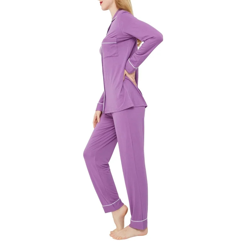 INNERSY Women's Pajamas Set Long Sleeve Sleepwear Button Down Nightwear Soft Pj Lounge Sets (M, P... | Walmart (US)