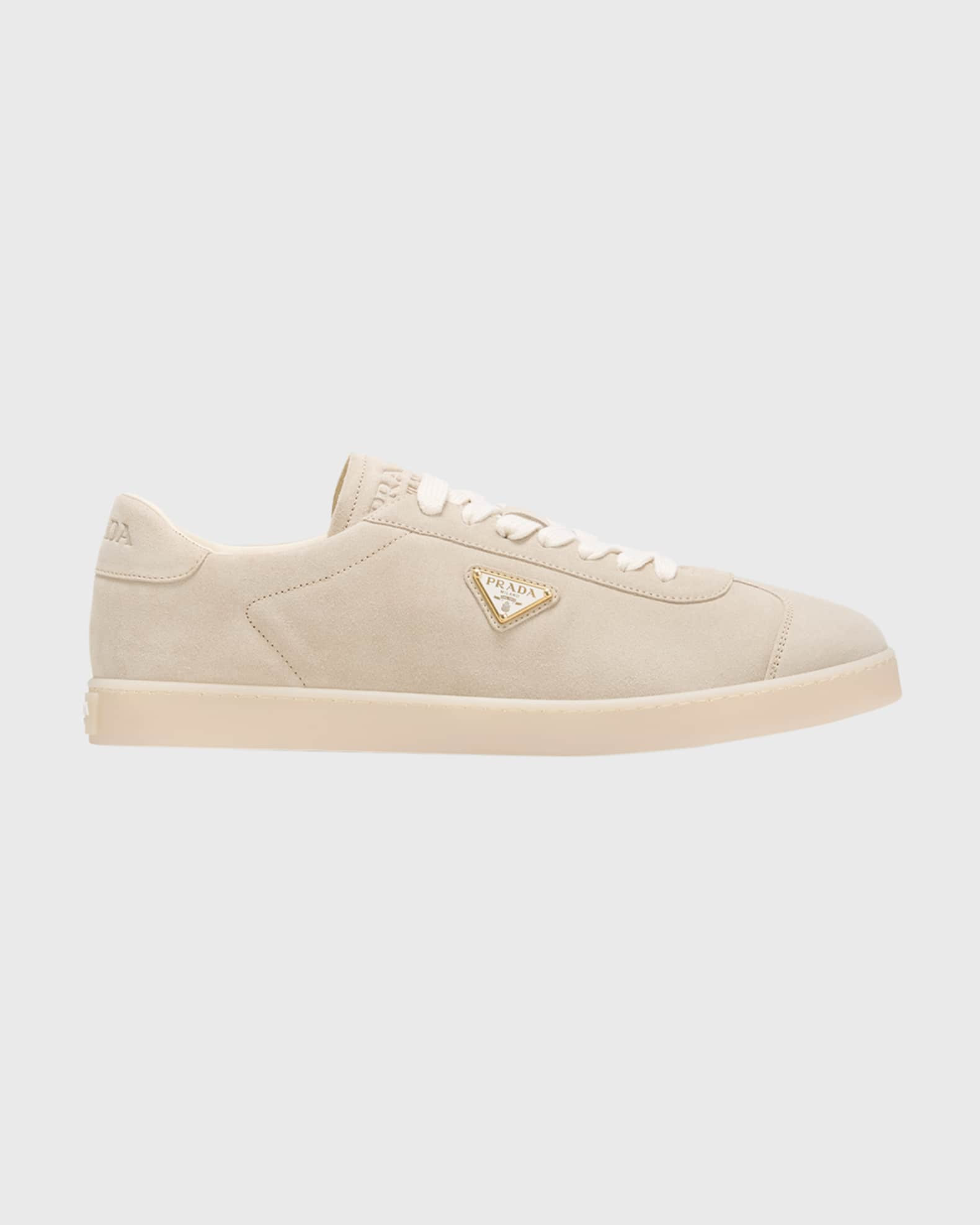 Prada Men's Lane Suede T-Toe Low-Top Sneakers | Neiman Marcus