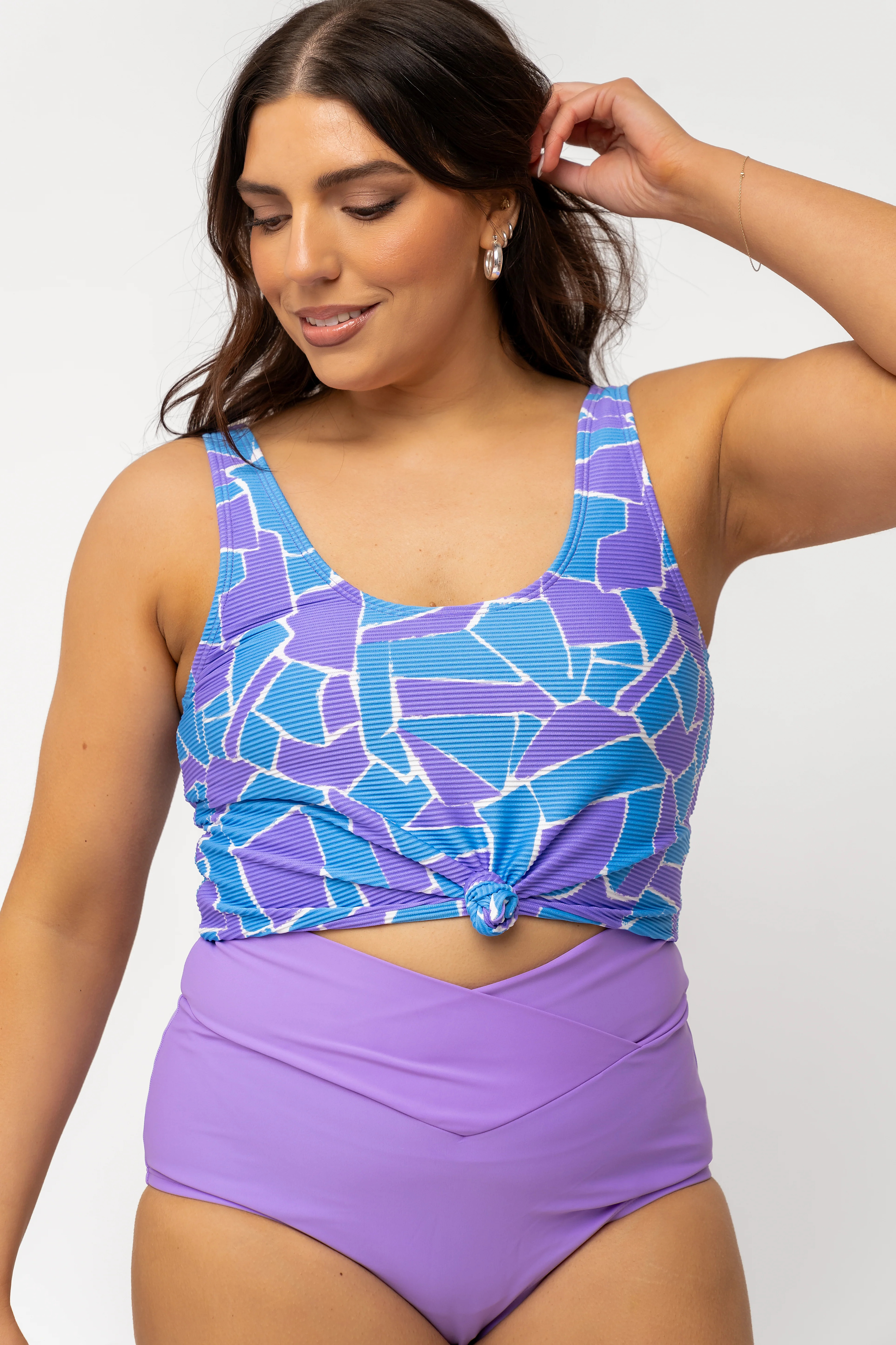 Traveler Top | Geometric Purple & Blue Large | Coral Reef Swim
