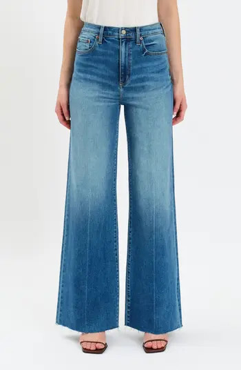 Far Out High Waist Raw Hem Wide Leg Jeans | Nordstrom