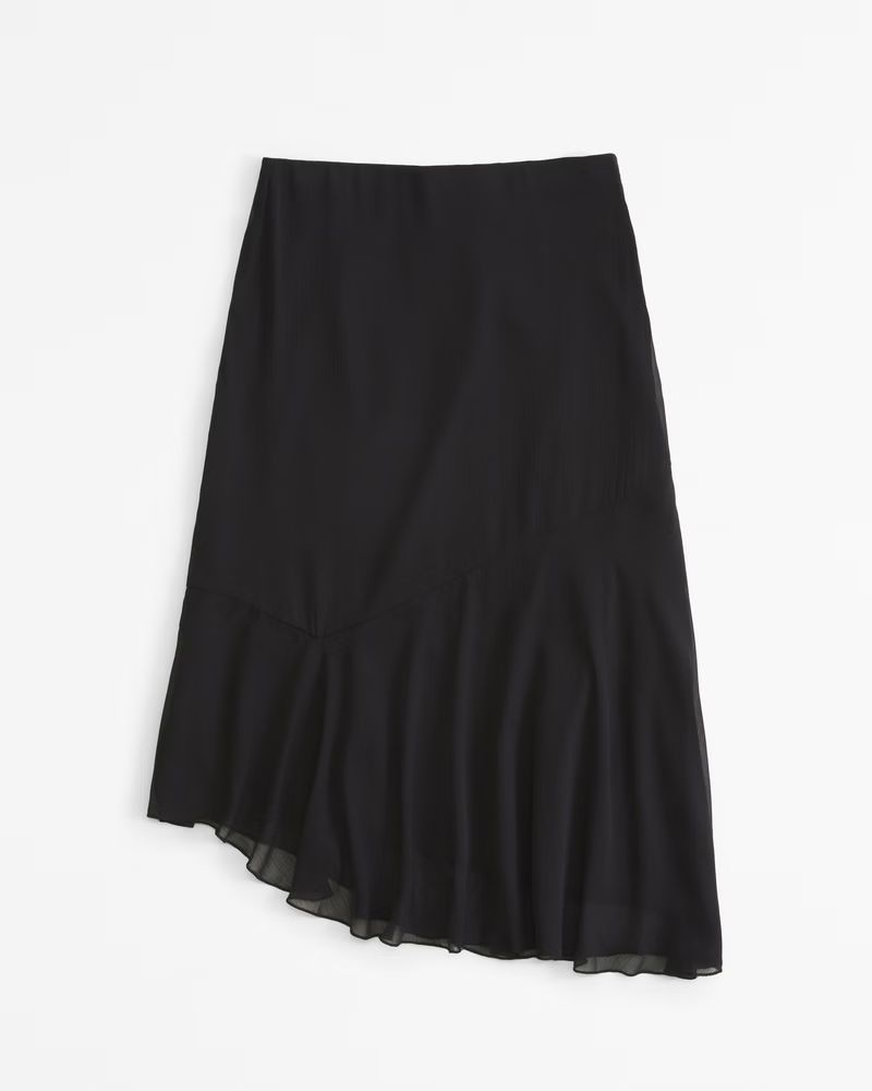 Crinkle Asymmetrical Midi Skirt | Abercrombie & Fitch (US)