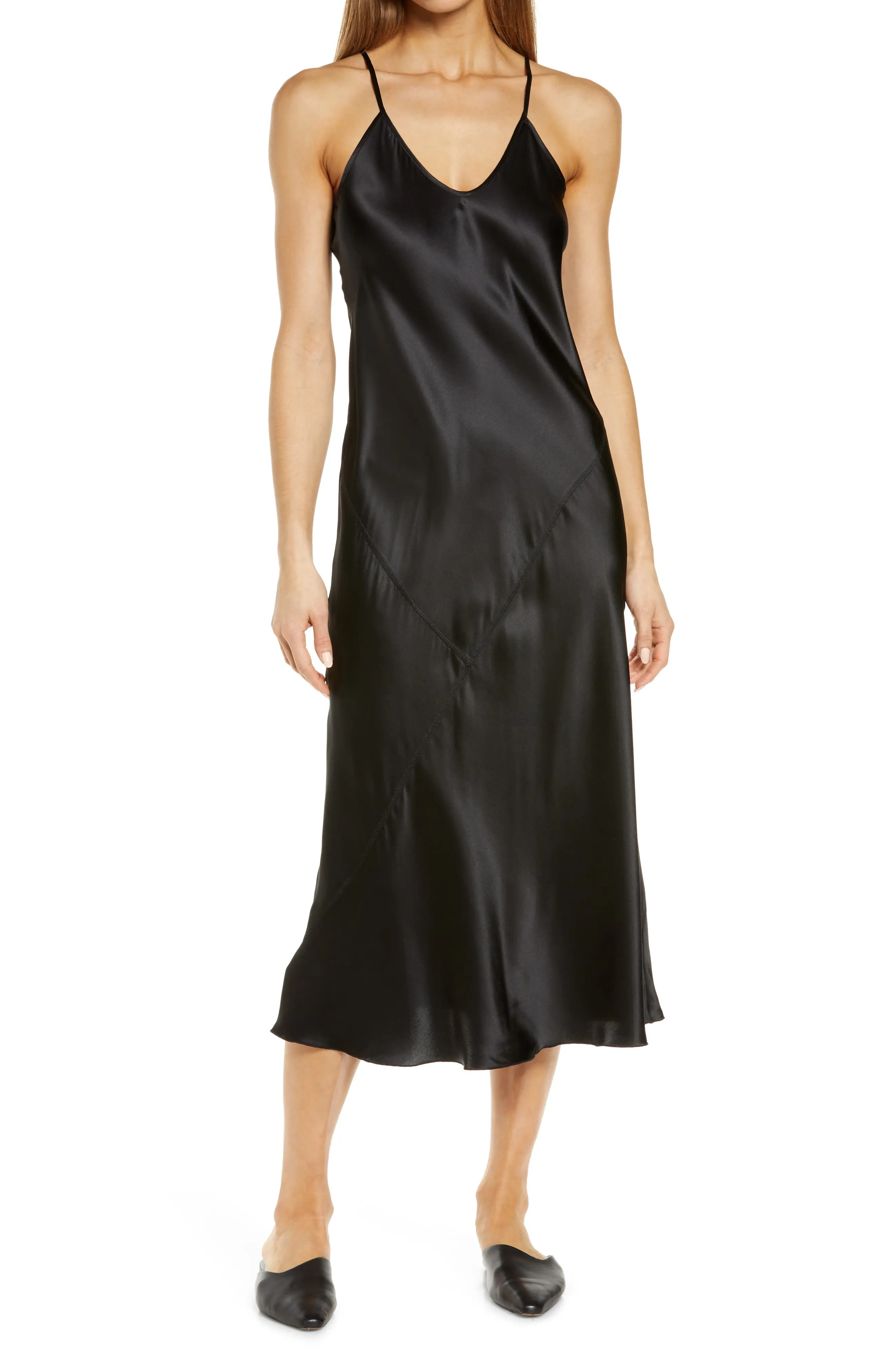 ATM Anthony Thomas Melillo Bias Cut Silk Slipdress in Black at Nordstrom, Size Medium | Nordstrom
