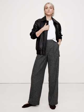 Relaxed Wide-Leg Italian Herringbone Pant | Banana Republic | Banana Republic (US)