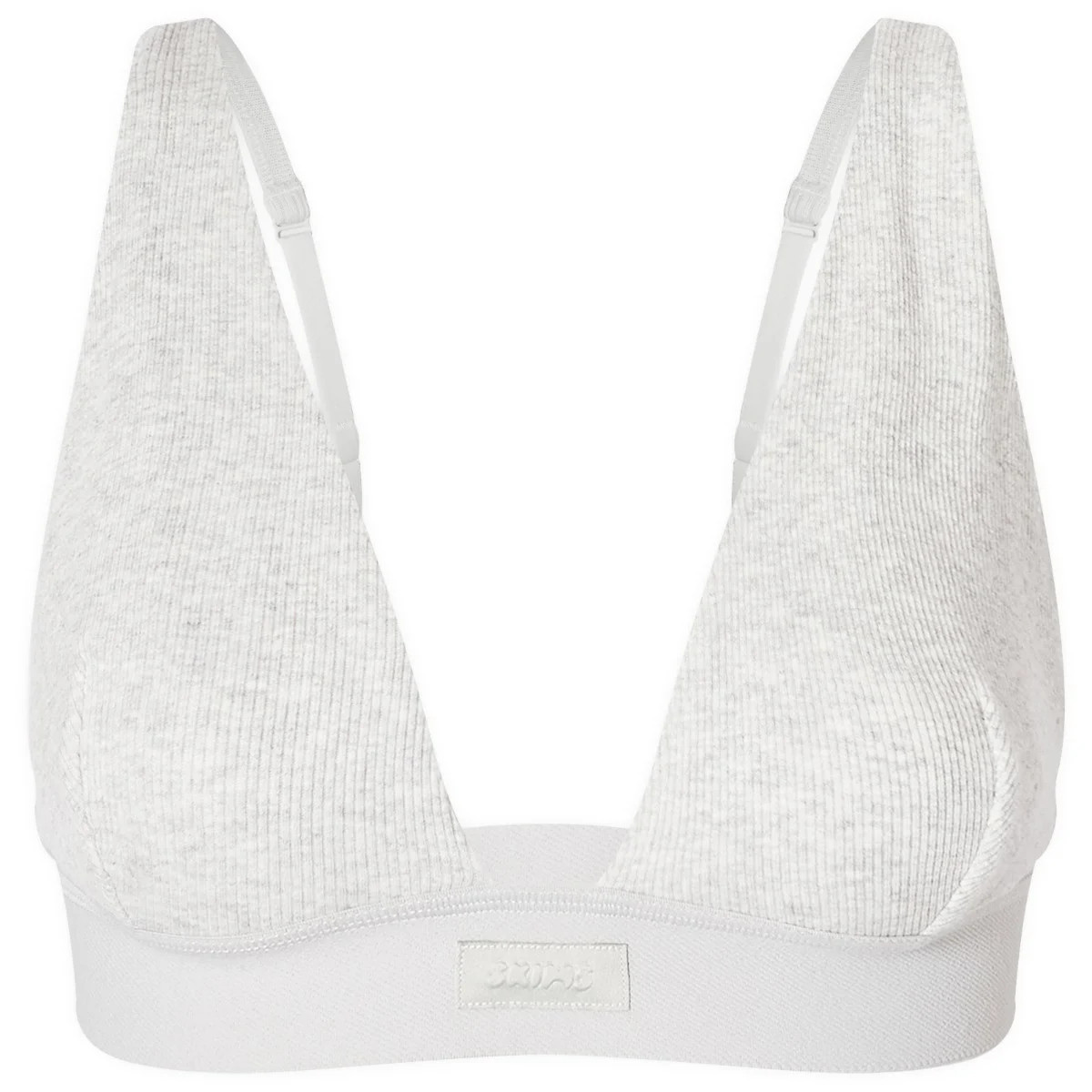 SKIMS Women's Cotton Rib Plunge Bralette in Light Heather Grey, Size X-Small | END. Clothing