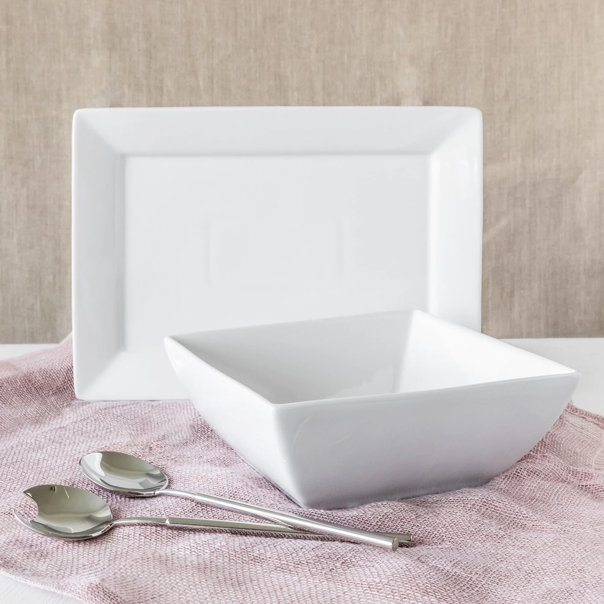 Better Homes & Gardens Square Bowl and Platter Set, White | Walmart (US)