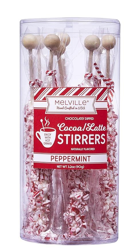 Melvilles Gourmet Hot Beverage Complements Chocolate Peppermint Stirrer 8 Ct | Amazon (US)