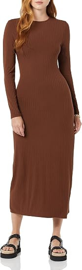 Amazon Essentials Women's Wide Rib Open Back Long Sleeve Dress (Previously Daily Ritual) | Amazon (US)