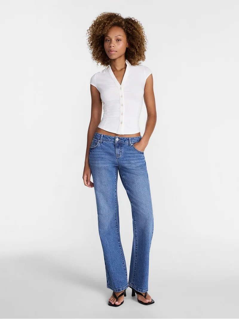 No Boundaries Straight Leg Jeans, 31.5'' Inseam, Women's 00-20 | Walmart (US)