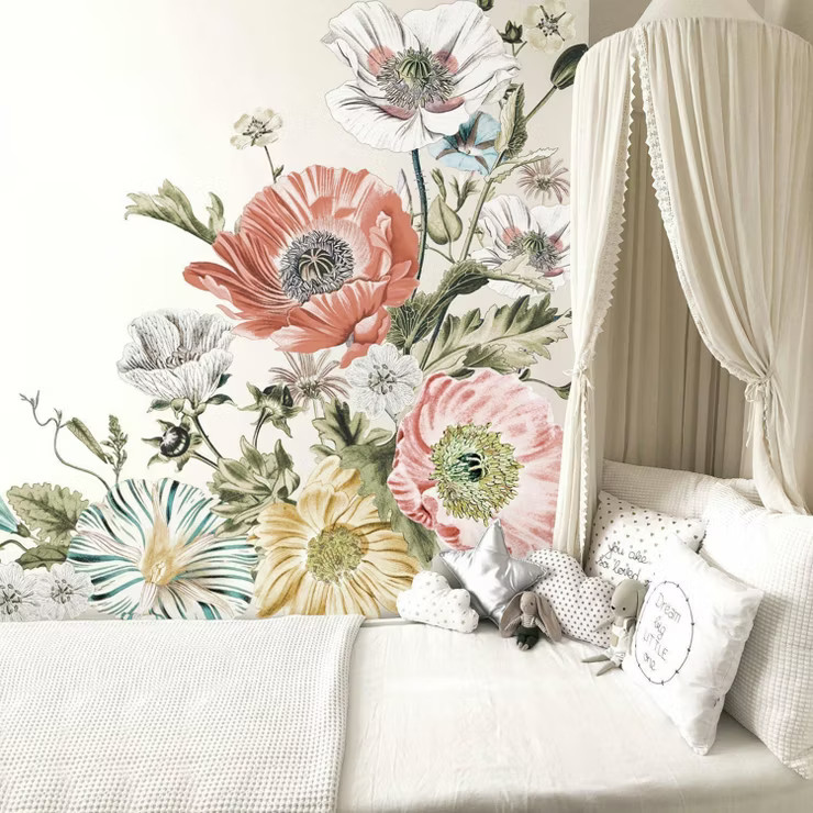 Vintage Poppy Floral Peel and Stick Giant Wall Decal - RoomMates | Target