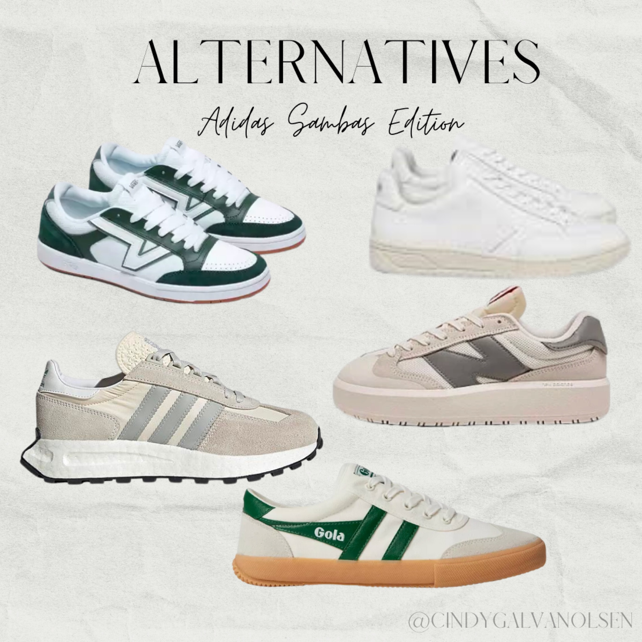 Samba alternatives 

Adidas samba
Adidas gazelle 

#LTKsalealert #LTKstyletip #LTKshoecrush