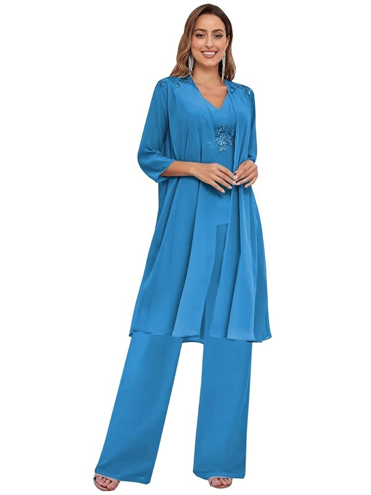 BANTRATIC 3 Pieces Mother of The Bride Pantsuits with Jacket for Wedding Dressy Evening Prom Form... | Amazon (US)