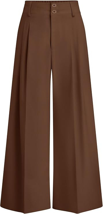 PRETTYGARDEN Womens Spring Wide Leg Palazzo Pants 2026 Trendy Loose Button High Waist Pleated Wor... | Amazon (US)