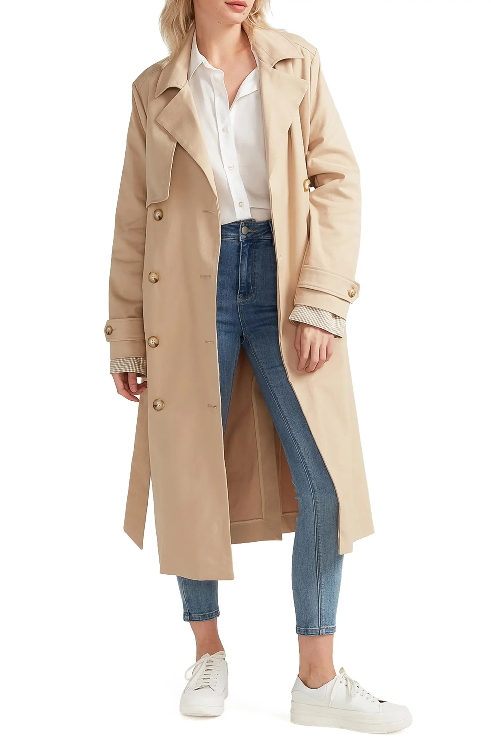BELLE AND BLOOM Empirical Stretch Cotton Trench Coat | Nordstrom | Nordstrom
