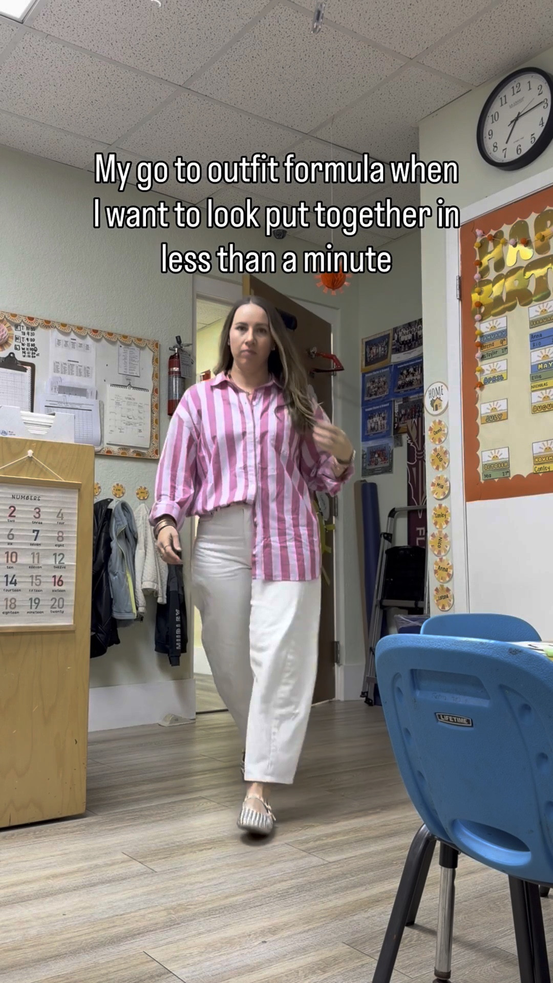 My go to outfit formula 
1. Button down or elevated basic
2. Barrel jeans or your favorite pair of jeans/pants
3. Mary Jane’s 
4. Accessories 

#LTKootd #LTKWorkwear #LTKSeasonal