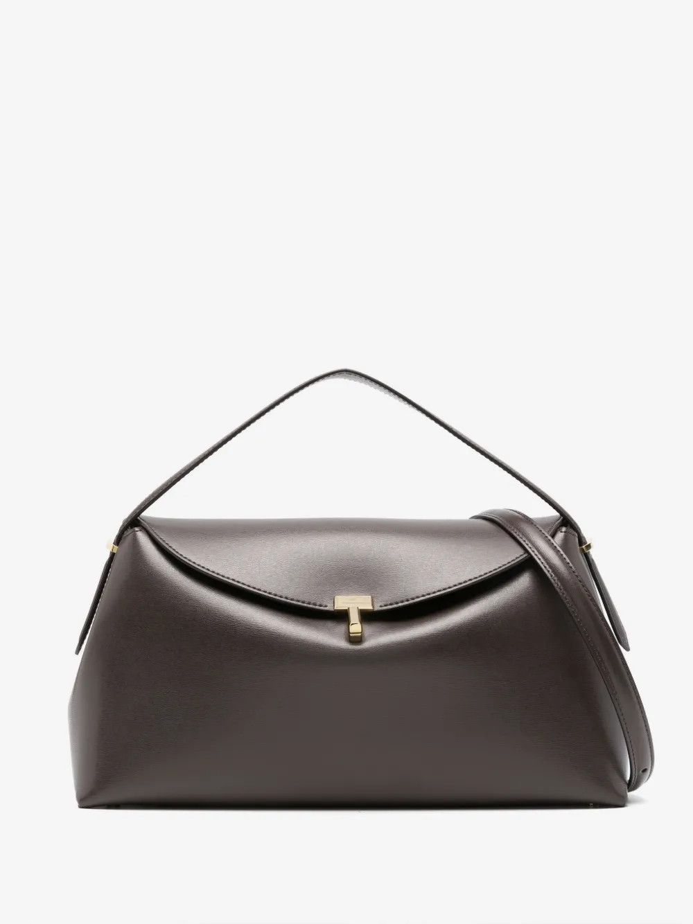 TOTEME T-lock leather top handle bag - Brown | Farfetch Global