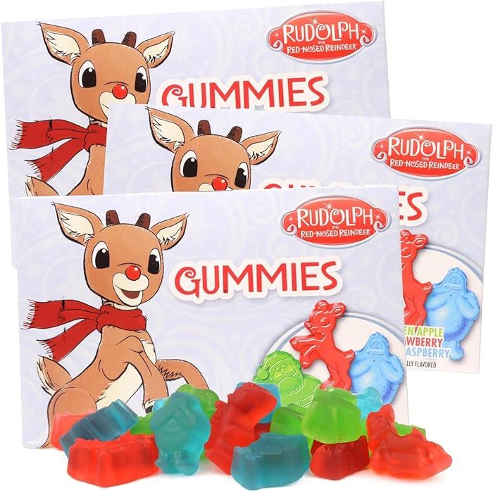 Rudolph Christmas Gummies, Festive Holiday Reindeer Gummy Candy, Stocking Stuffers 3 Ounces (Pack... | Amazon (US)