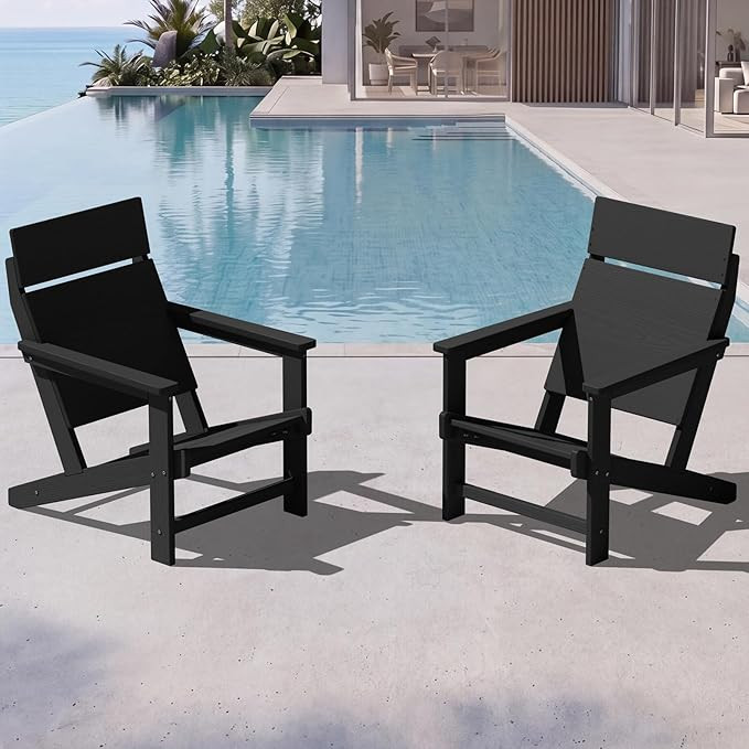 SERWALL Modern Adirondack Chairs, Slatless HDPE Adirondack Chairs, Solid Backrest Plastic Outdoor... | Amazon (US)