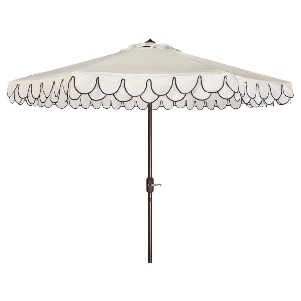 Elegant Valance 9' Auto Tilt Umbrella - White/Black - Safavieh | Target