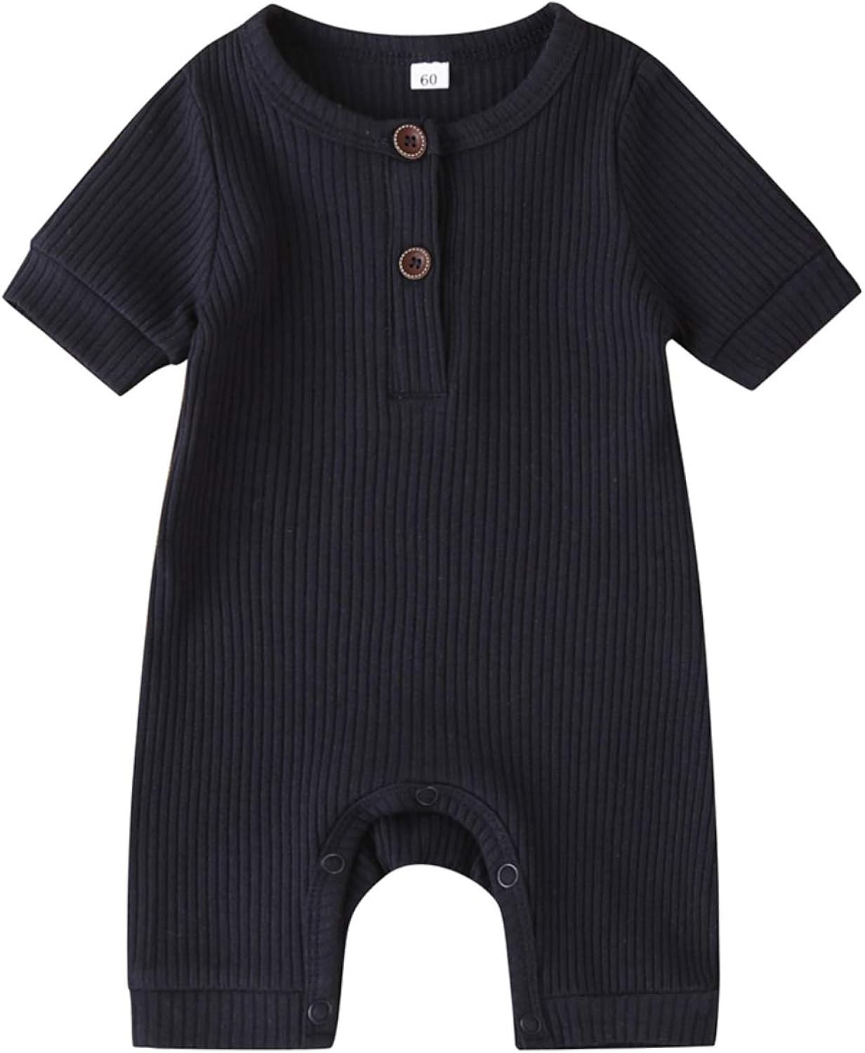 Kuriozud Newborn Infant Unisex Baby Boy Girl Button Solid Romper Bodysuit One Piece Jumpsuit Outfits | Amazon (US)