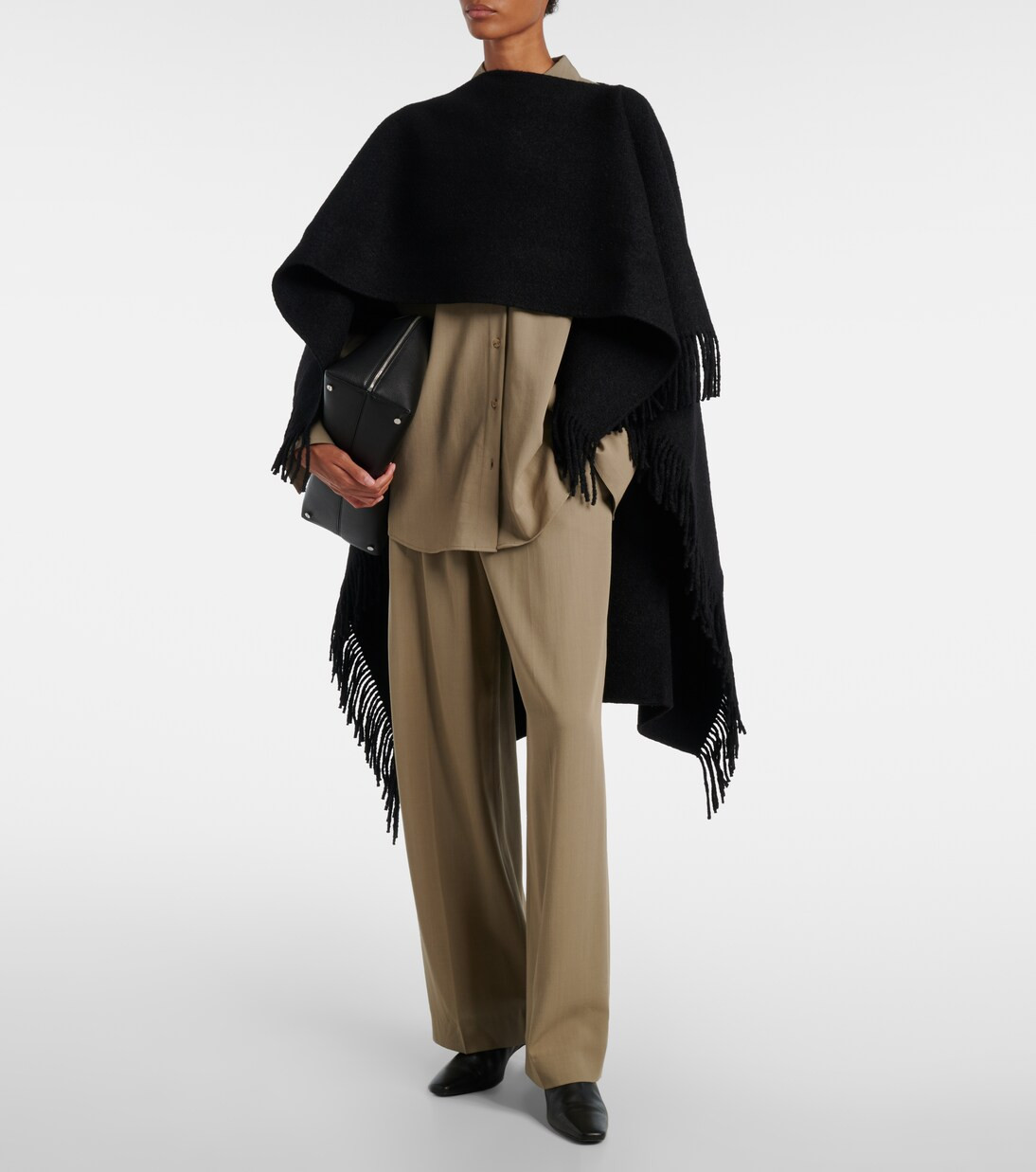 Fringed wool-blend poncho | Mytheresa (DACH)