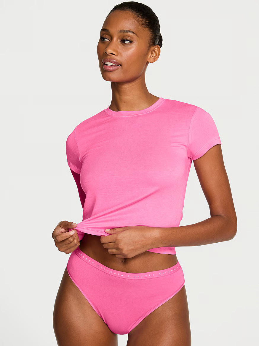 Buy Modal Fitted Tee, Hollywood Pink - Order Pajama Tops online - Victoria's Secret US | Victoria's Secret (US / CA )