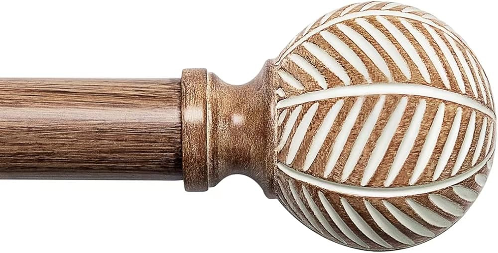 Wood Curtain Rods for Windows: 1 Inch Diameter Adjustable Drapery Rods 48" to 86", Decorative Win... | Amazon (US)