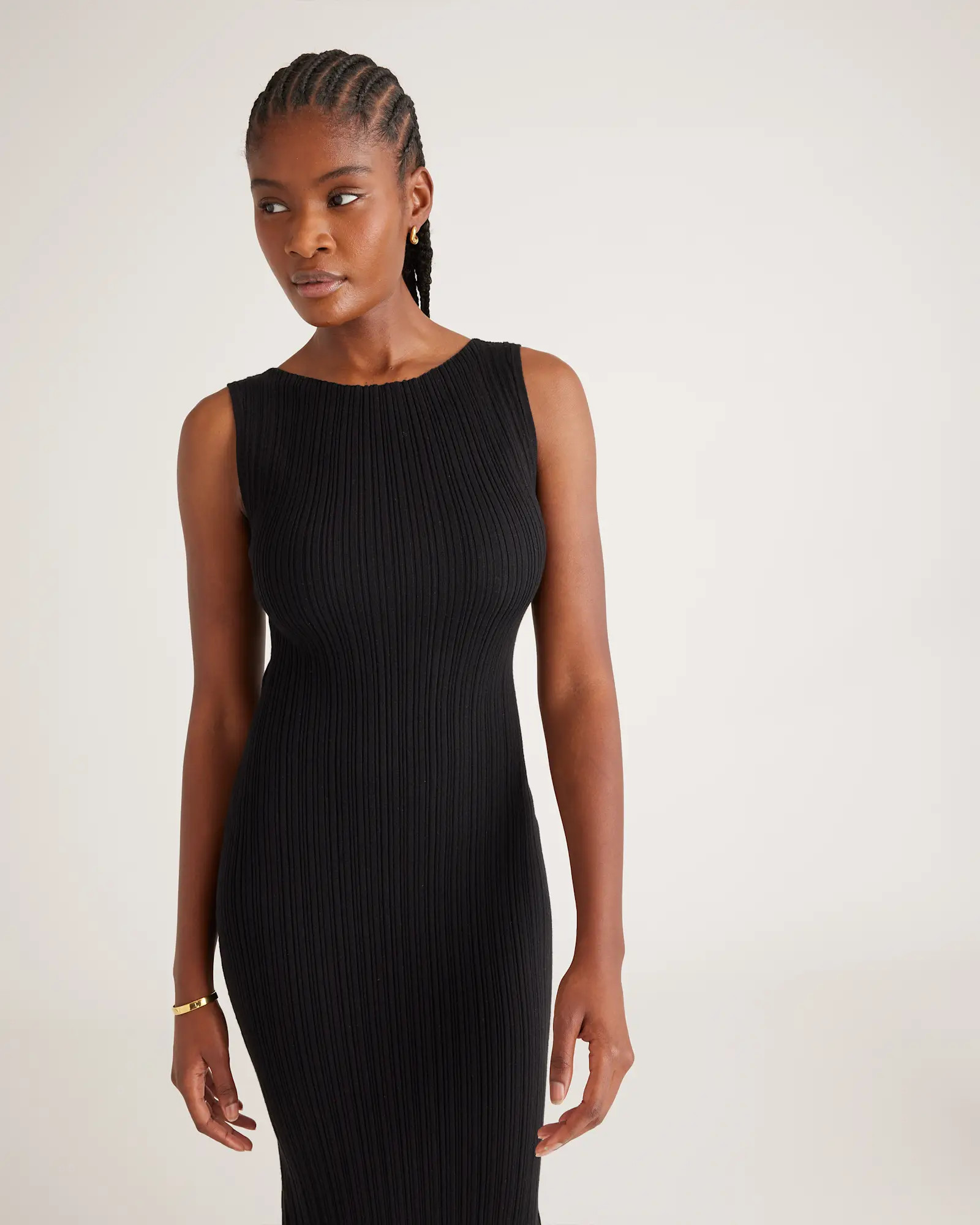 Cotton Cashmere Ribbed Sleeveless Midi Dress | Quince