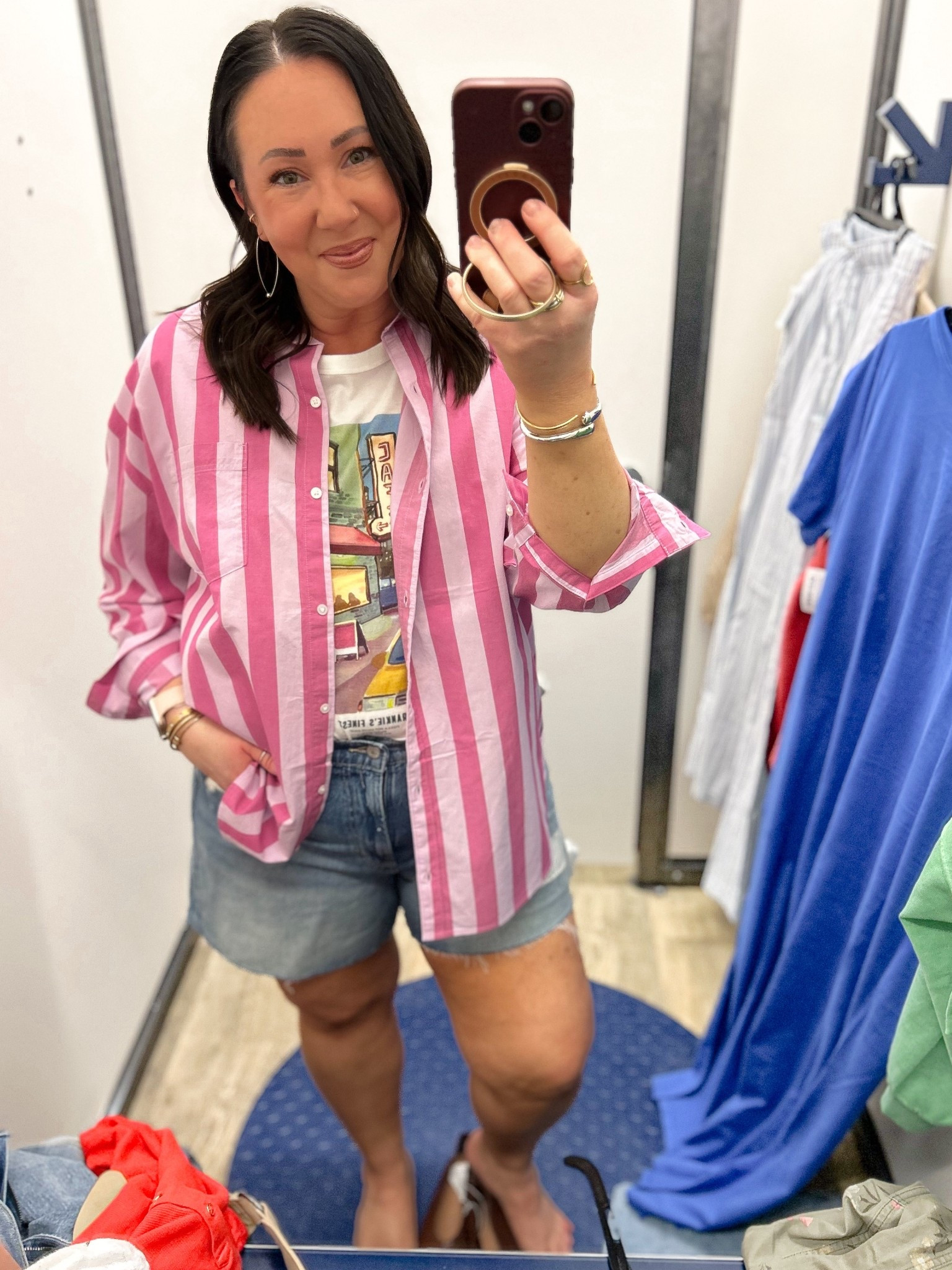 Trying on Old Navy new arrivals! High waisted 5 inch denim shorts. Size 16 but would prefer a size 18 for more room around the tummy area. Love the fit and length of these though. XL graphic tee. Oversized boyfriend button down. This color isn’t online yet  

#LTKSaleAlert #LTKPetite #LTKMidsize