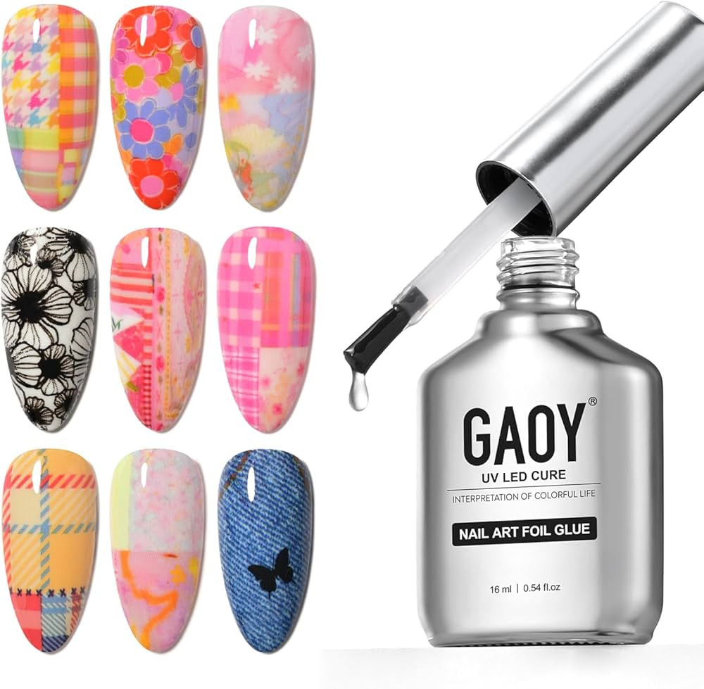 GAOY 16ml Nail Foil Glue, High Adhesion Foil Transfer Gel for Nail Art Stickers, Soak Off UV Ligh... | Amazon (US)