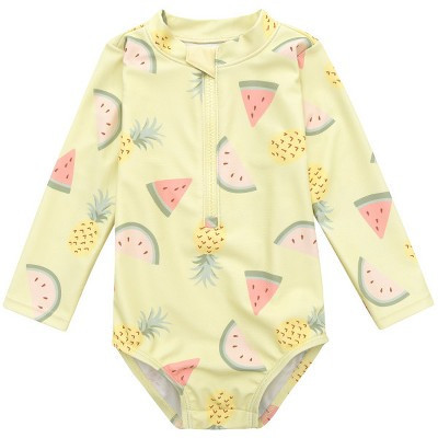 Gerber Baby Girls' and Toddler Long Sleeve One Piece Rashguard Swimsuit - Fruit - 24 Months | Target