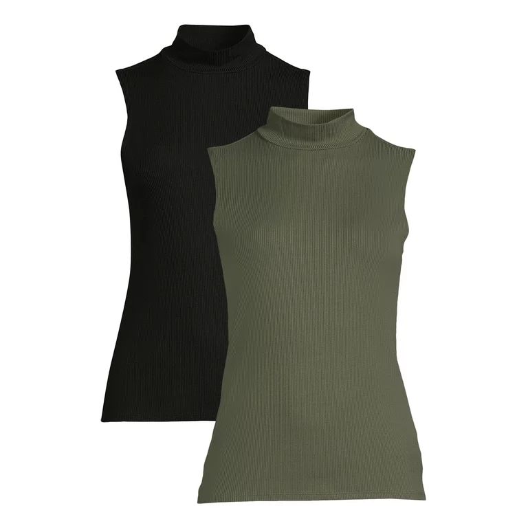 No Boundaries Juniors' Sleeveless Mock Neck Top, 2-Pack, Sizes XS-XXXL - Walmart.com | Walmart (US)