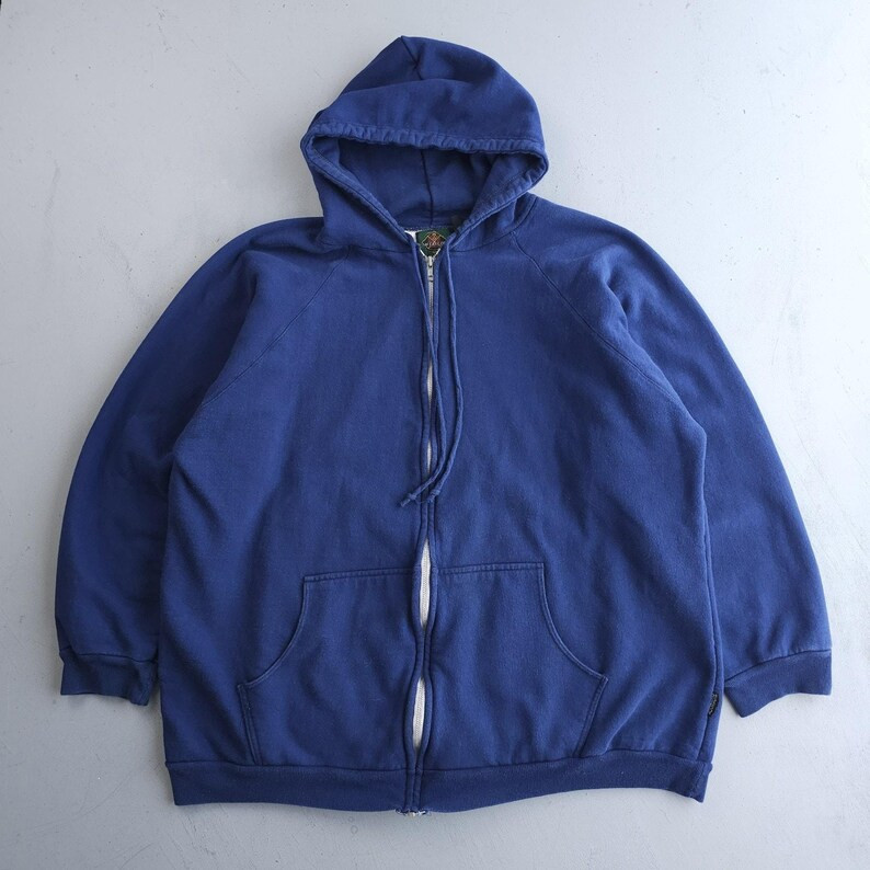 Vintage 80s McGregor Thermal Lined Blue Full-Zip Hoodie Sweatshirt 2XL | Etsy (US)