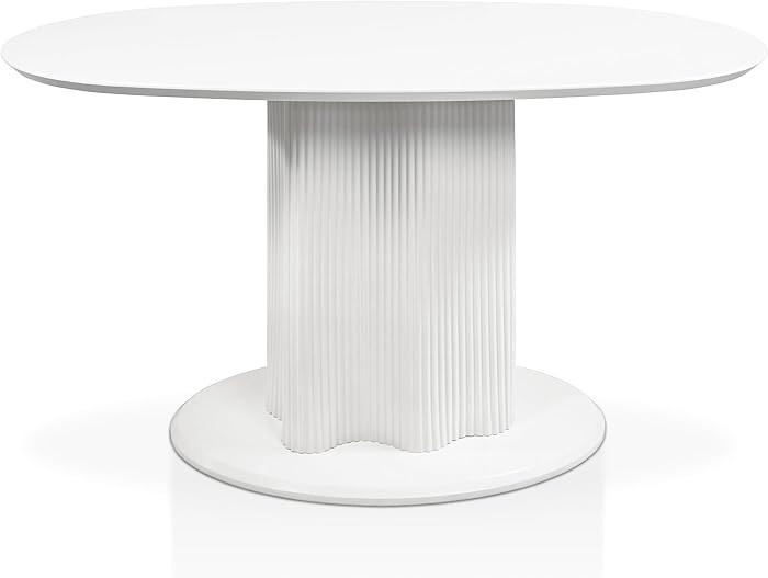 Vanhall Modern High Gloss 55.13 in. Oval Dining Table with Iron Base and Wave-Like Curves for Hom... | Amazon (US)