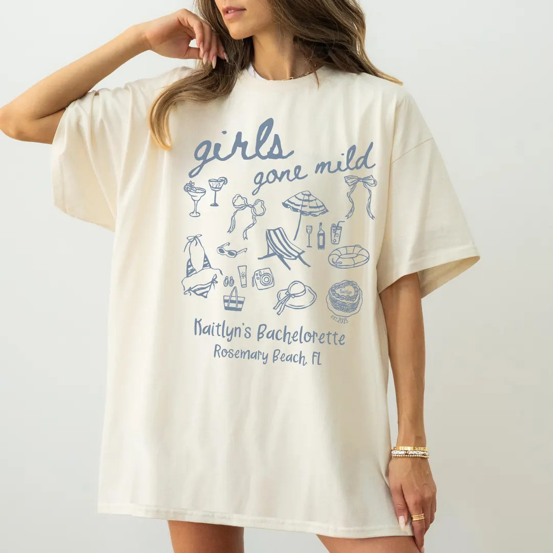 Girls Gone Mild Bachelorette party shirts, Beach Bachelorette, Personalized Bachelorette Pool Par... | Etsy (US)