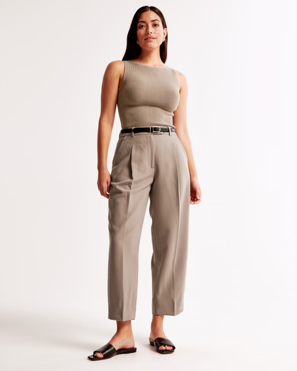 Women's Ankle Grazing Tapered Tailored Pant | Women's Bottoms | Abercrombie.com | Abercrombie & Fitch (US)