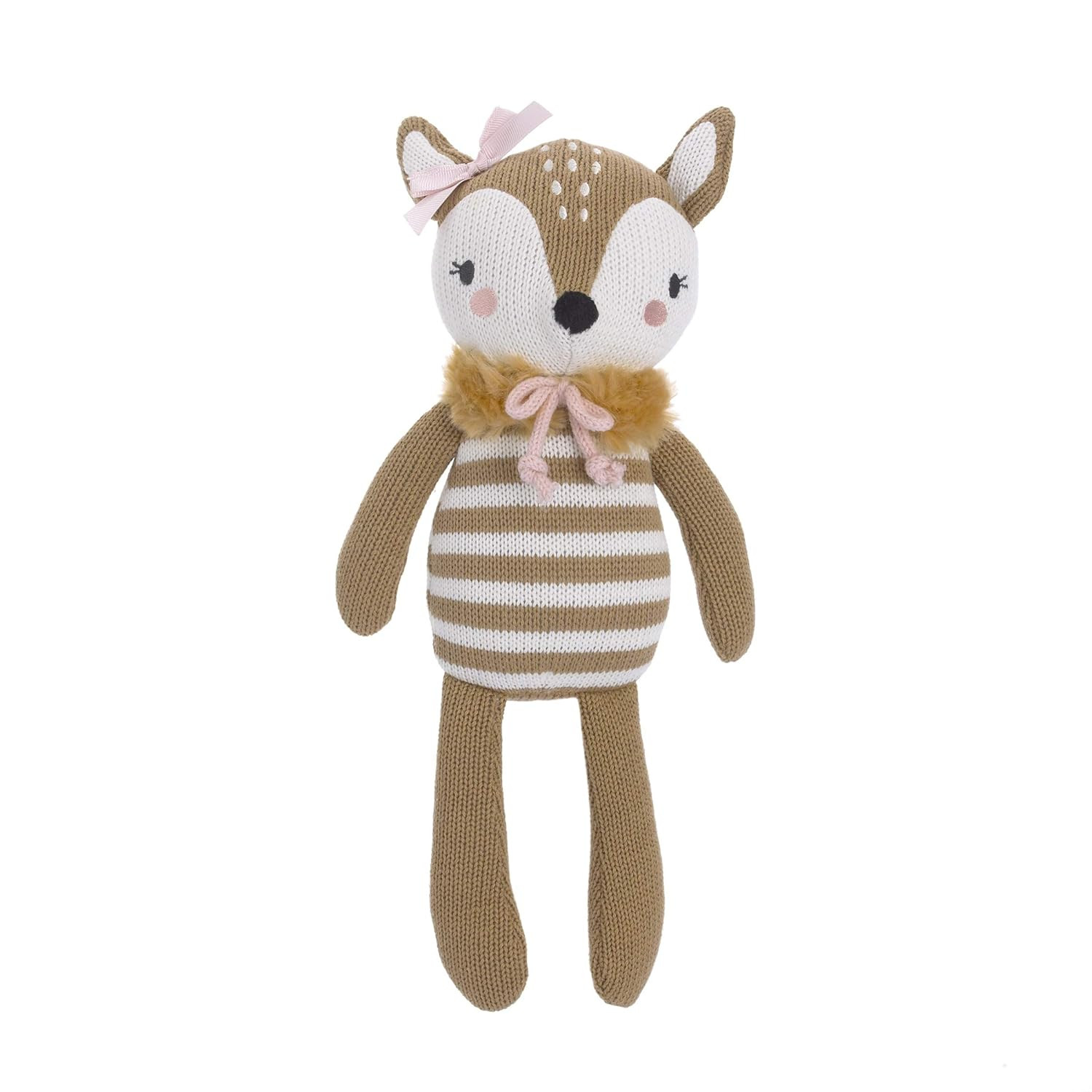 Cuddle Me Deer 100% Cotton Knitted Plush Toy, Penelope, Brown/Pink | Amazon (US)